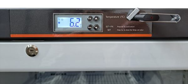 close-up of refrigerator control panel with USB
